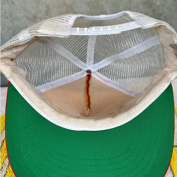 Vintage Bahamas Trucker Hat 80s Snapback Mesh Back Striped Souvenir Travel Cap - Picture 4 of 4